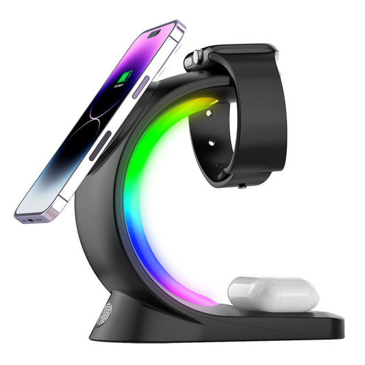 4-in-1 Magnetic Wireless Charger – Fast Charging with Ambient Light