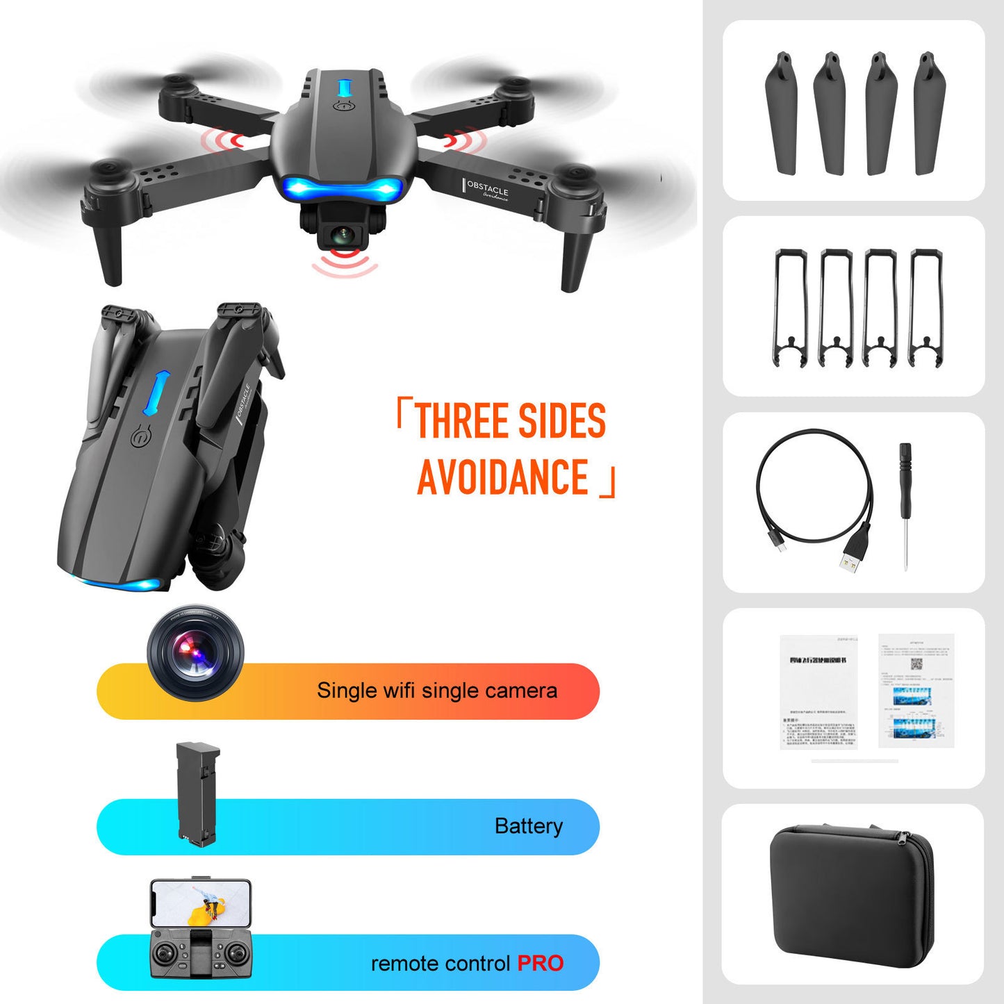 4K Dual Camera Drone – Remote Control with Obstacle Avoidance