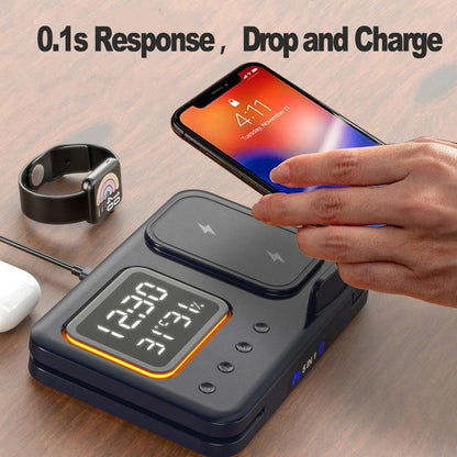 15W 5-in-1 Wireless Charging Stand with LED Alarm Clock