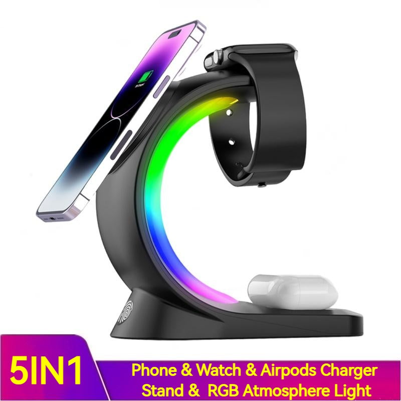 4-in-1 Magnetic Wireless Charger – Fast Charging with Ambient Light
