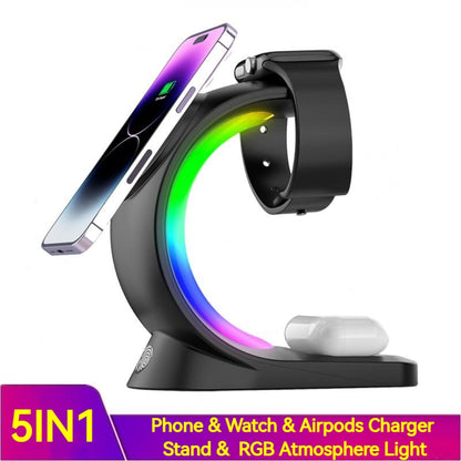 4-in-1 Magnetic Wireless Charger – Fast Charging with Ambient Light
